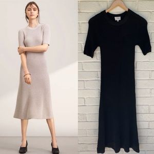 Aritzia Wilfred Brotteaux Ribbed Midi Dress in Black